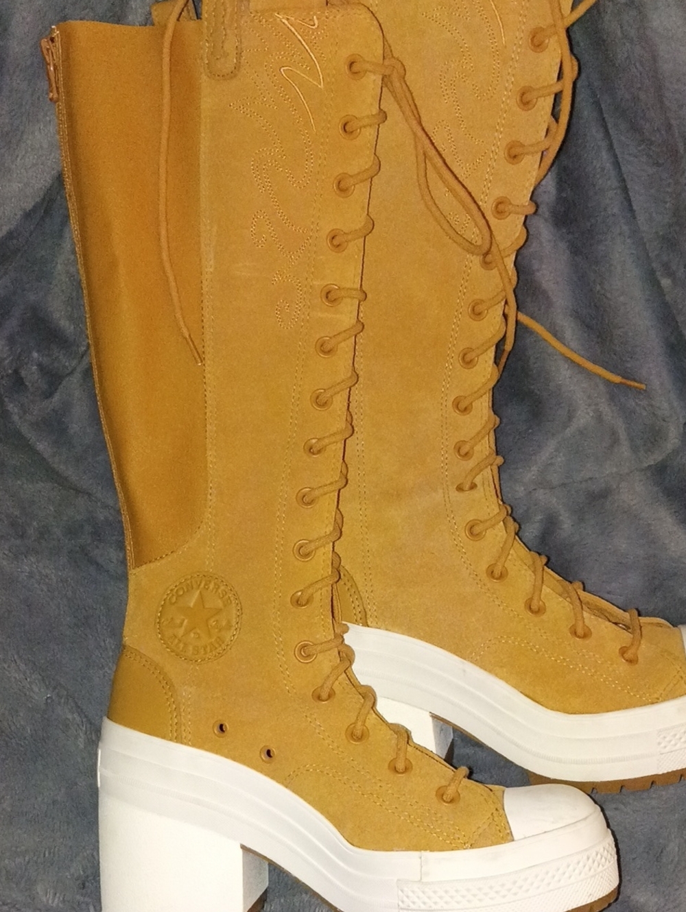 Converse Wheat Suede Tall Lace-Up Platform Boots